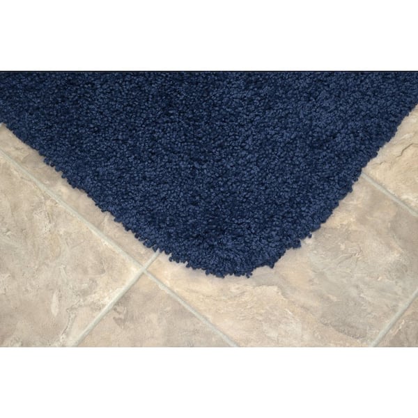 Serendipity Navy 3-Piece Washable Bathroom Rug Set