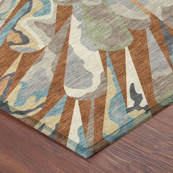 Chantille Machine Washable Indoor/Outdoor Abstract ACN2838 Paprika 9 ft. x 12 ft. Area Rug