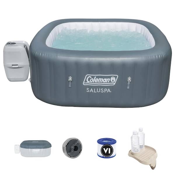 Bestway Coleman Salu Spa 4-Person 114-Jet Inflatable Hot Tub Spa with Intext Attachable Cup Holder, PVC
