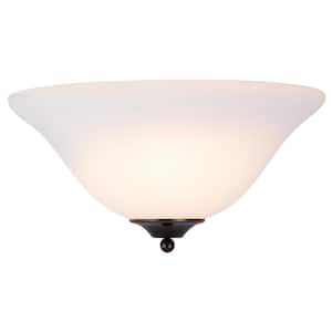 Hurley 13.3 in. W 1-Light Matte Black Bowl Contemporary Unique Wall Sconce with White Glass Shade