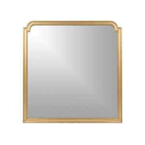 35 in. H x 35 in. W Neoclassic Square Framed Gold Notched Corner Accent Mirror