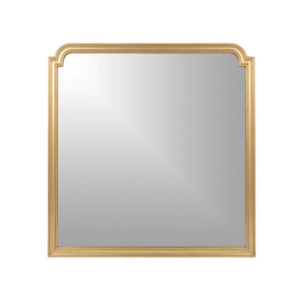 Best Home Fashion 35 in. H x 35 in. W Neoclassic Square Framed Gold Notched Corner Accent Mirror