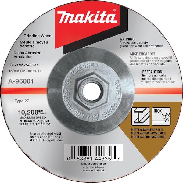 Makita 6 in. x 1/4 in. x 5/8 in. 36-Grit INOX Grinding Wheel