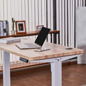 48 in. Retangular White Standing Computer Desk with Charging Station
