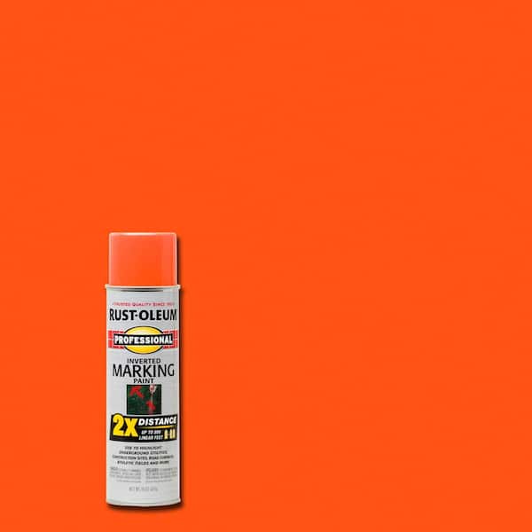 Rust-Oleum Professional 15 oz. Fluorescent Orange 2X Distance Inverted Marking Spray Paint (6-Pack)