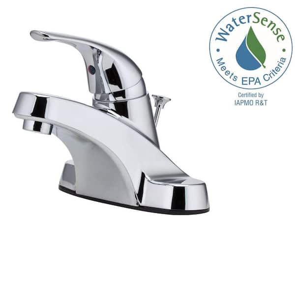 Pfister Pfirst Series 4 in. Centerset Single Handle Bathroom Faucet in Polished Chrome
