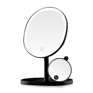 6 in. x 12 in. Surface-Mount Lighted Tabletop/Medicine Cabinet Makeup Mirror with 10X Mini Magnetic Mirror in Black