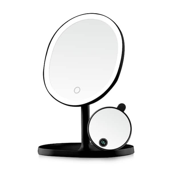 10x Mini Magnetic Mirror, 10x Lighted Makeup Mirror Black