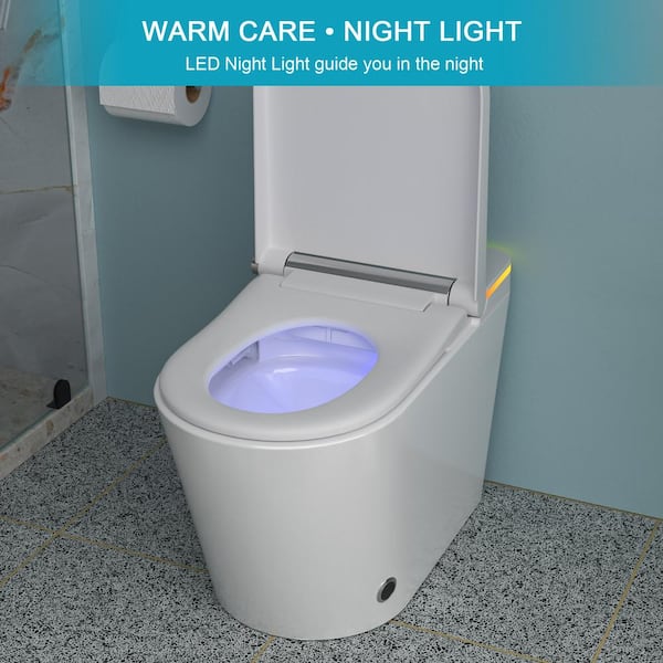 WELLFOR MT4 Elongated Heated Seat Bidet Toilet with Foot Sensor Flush and LED Night Light
