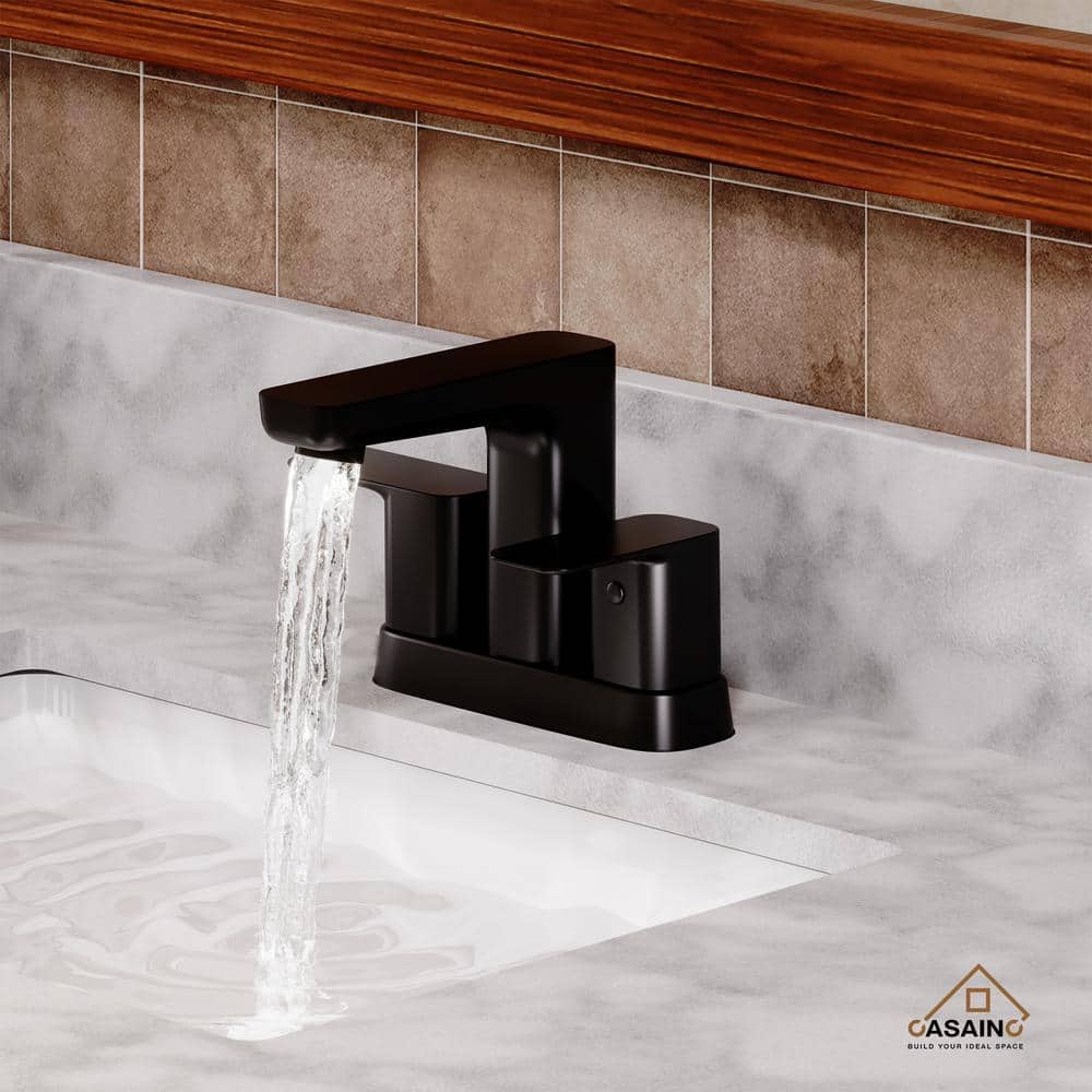 Matte Black Double Handle Mid Arc Bathroom Faucet