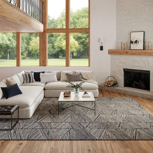 Vail Grey/White 8 ft. x 10 ft. Contemporary Area Rug