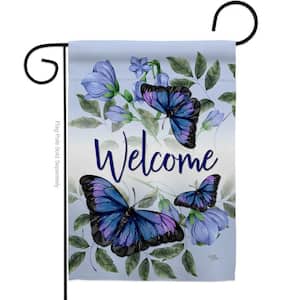 13 in. x 18.5 in. Purple Butterflies Bugs and Frogs Garden Flag 2-Sided Friends Decorative Vertical Flags