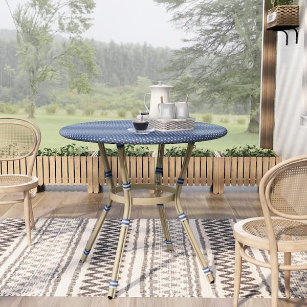 Pitcairn Round Aluminum Counter Height Outdoor Dining Table