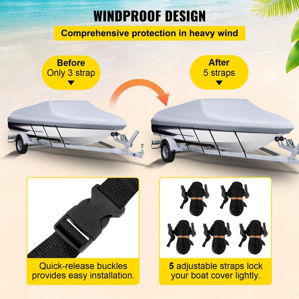 Marine-Grade 22' Gray PVC Coated Motor Boat Cover