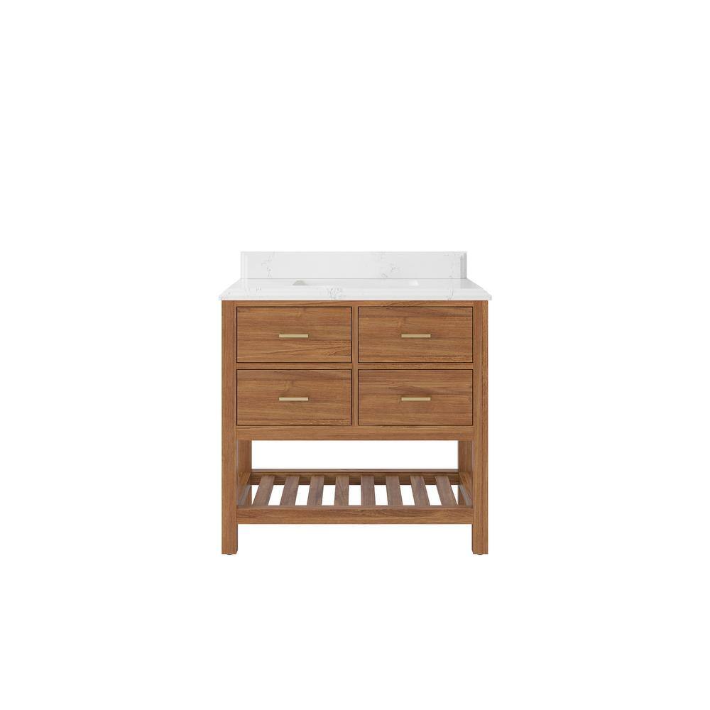 Parker Teak 36 in. W x 22 in. D x 36 in. H Single Sink Bath Vanity Center in Golden Teak with 1.5 in. Empira Qt. Top price history on PriceWatchPro
