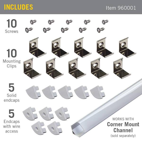 Surface Mount LED Tape Light Mounting Channel 5-Pack (1m / 39 in. each) -  Black 