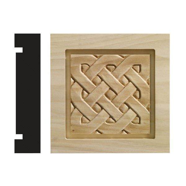 Celtic Collection 1-3/16 in. x 5-1/2 in. x 5-1/2 in. White Hardwood Casing Door and Window Corner Block Moulding