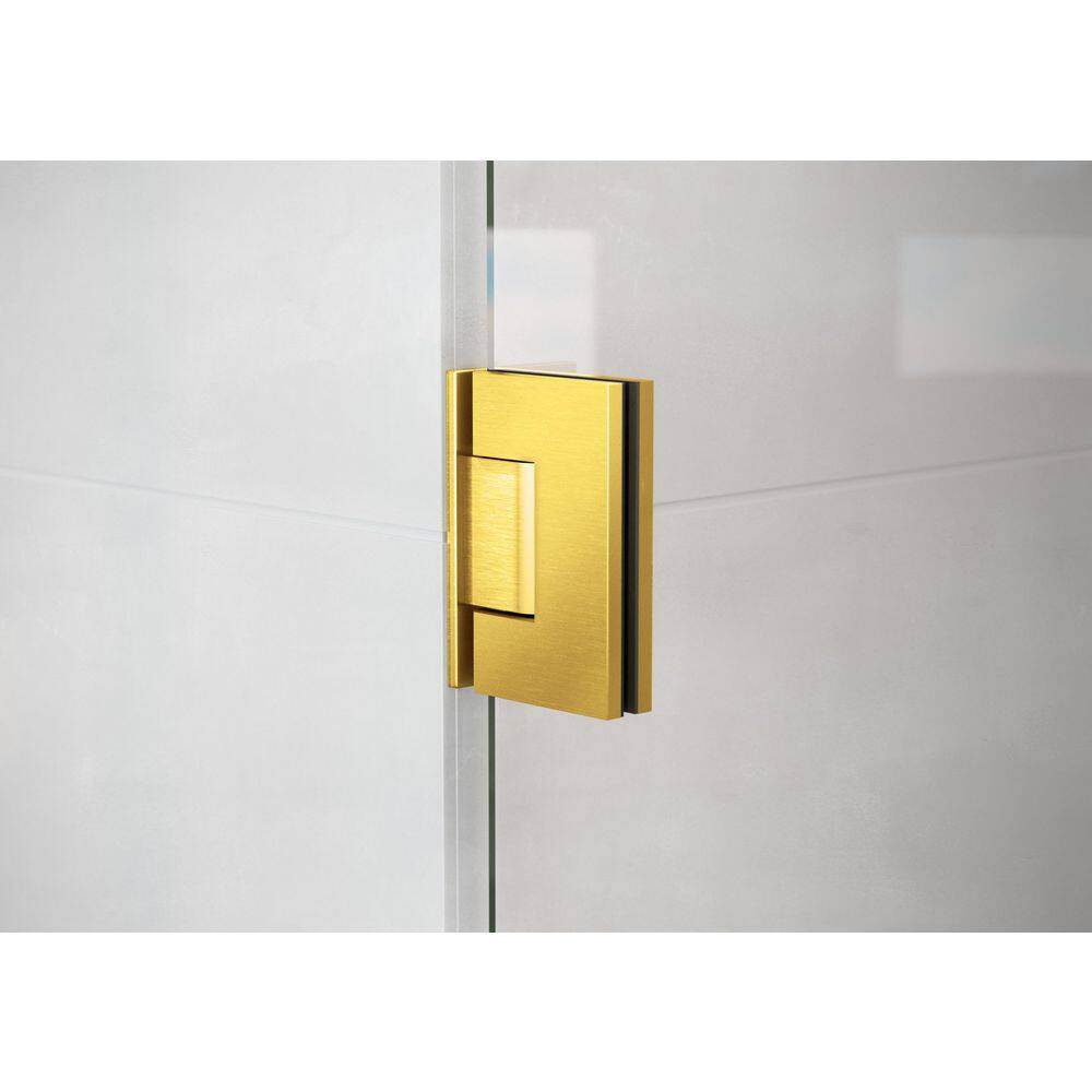 Illume 59 in. x 37 in. x 78 in. 90-degree Fully Frameless Wall Hinged Glass Shower Enclosure
