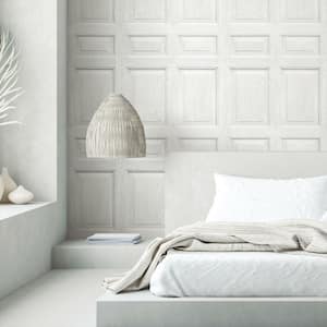 28.18 sq. ft. White Beveled Wood Paneling Peel and Stick Wallpaper