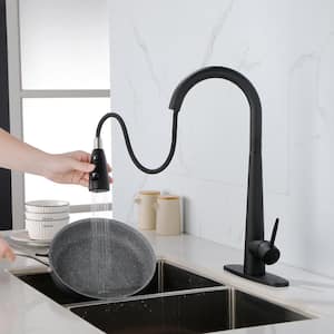 3-Spray Mode Single Handle Pull Down Sprayer Kitchen Faucet in Matte Black
