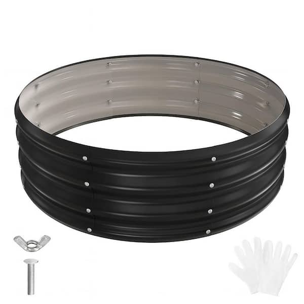 35 in. D x 11.4 in. H Round Galvanized Steel Fire Pit Kit in Black+Gray with Foldable Design Wood Burning