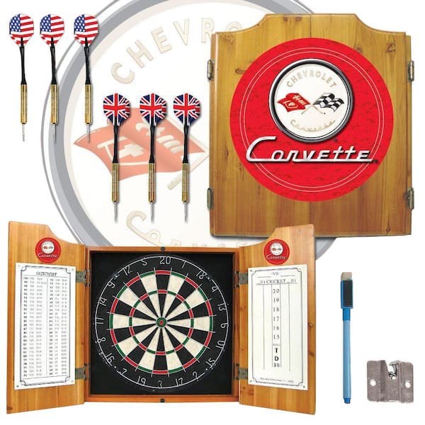 Trademark Corvette C1 Wood Finish Dart Cabinet Set