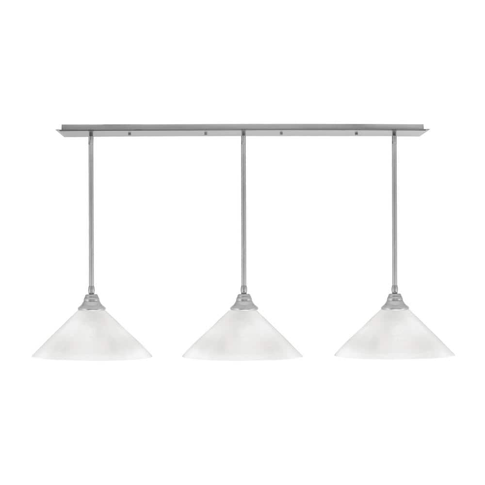 Livingston 3-Light Brushed Nickel Linear Chandelier for Kitchen Island with