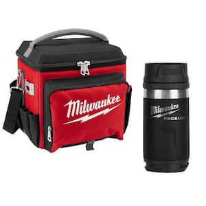 21 Qt. Soft Sided Jobsite Lunch Cooler with PACKOUT Black 12 oz. Insulated Bottle with Sip Lid