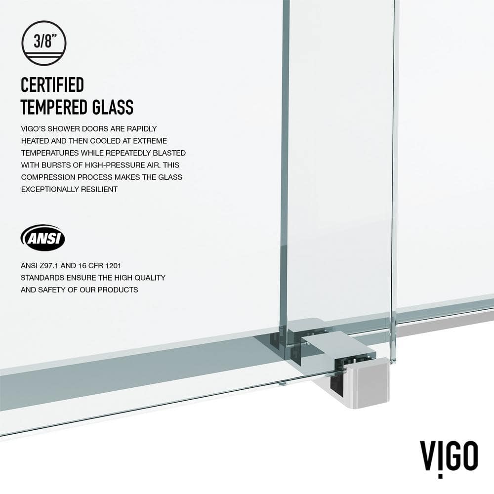 Houston 60" Frameless Sliding Shower Door in Chrome and Clear Glass