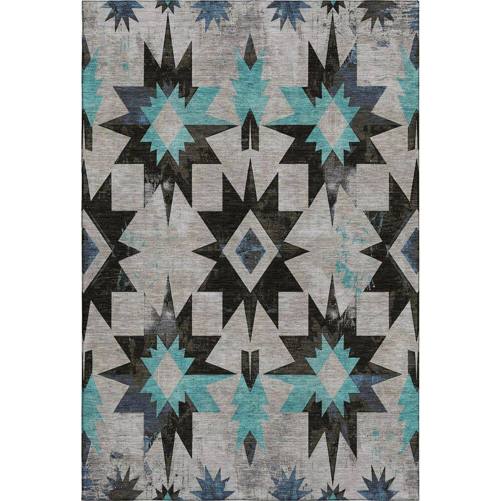Mayfield Premium Machine Washable Abstract AMF1893 Black 8 ft. x 10 ft. Area Rug price history on PriceWatchPro