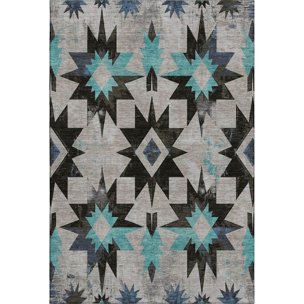 Mayfield Premium Machine Washable Abstract AMF1893 Black 9 ft. x 12 ft. Area Rug price history on PriceWatchPro