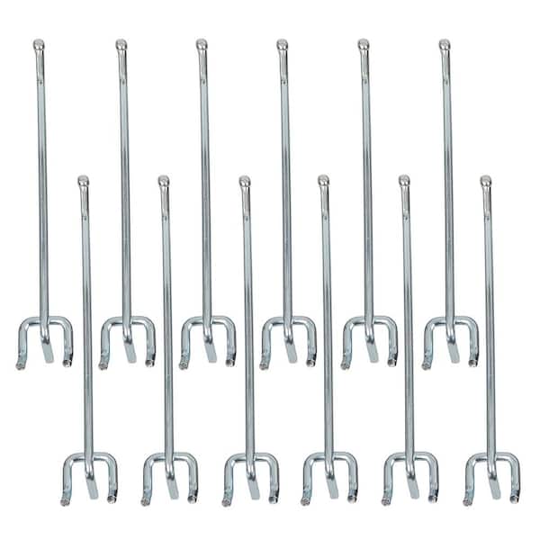 Everbilt 6 in. Zinc-Plated Steel Straight Peg Hooks (12-Pack) for 1/4 in. Pegboards