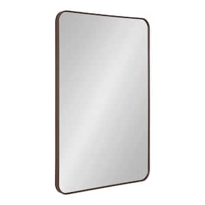 Zayda 23.58 in. W x 35.39 in. H Walnut Brown Rectangle Modern Framed Decorative Wall Mirror