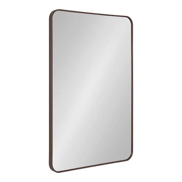 Kate and Laurel Zayda 23.58 in. W x 35.39 in. H Walnut Brown Rectangle Modern Framed Decorative Wall Mirror