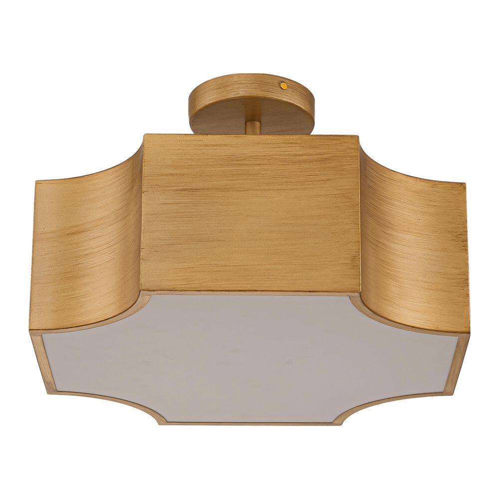15 in. Modern Gold 3-Light Semi-Flush Mount Ceiling Light for Dining Room Kitchen Island Hallway Lighting Fixture price history on PriceWatchPro
