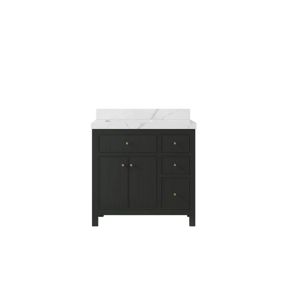 "Sonoma 36 in. W x 22 in. D x 36 in. H Left Offset Sink Bath Vanity in Black Top with 2"" Calacatta Quartz Top" price history on PriceWatchPro
