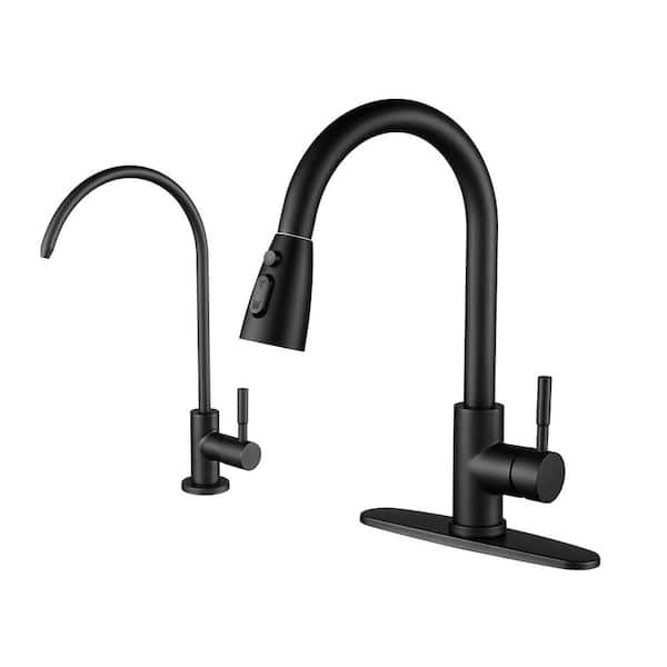 ARCORA Single Handle Pull Down Sprayer Kitchen Faucet with Water Filter Faucet Stainless Steel in Matte Black