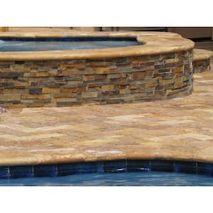 Porcini 2 in. x 16 in. x 24 in. Brushed Travertine Pool Coping (10 Piece / 26.7 Sq. ft. / Pallet)