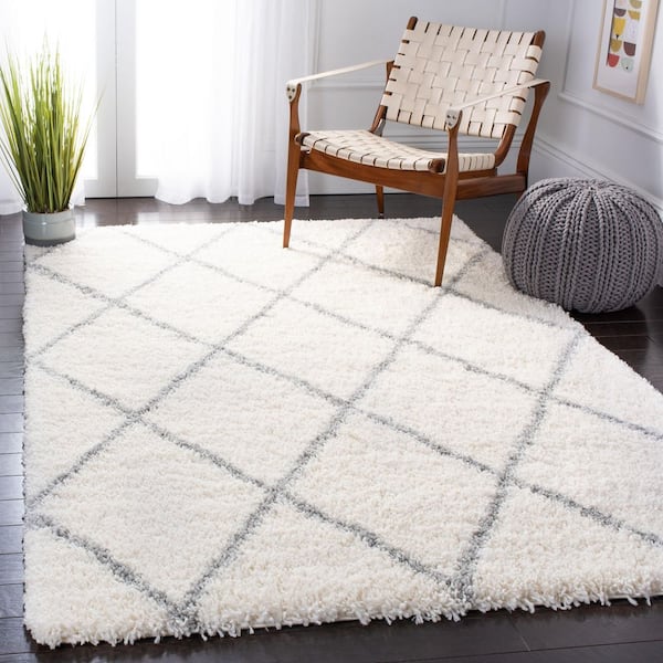 Fontana Shag Cream/Gray 8 ft. x 10 ft. Geometric Area Rug
