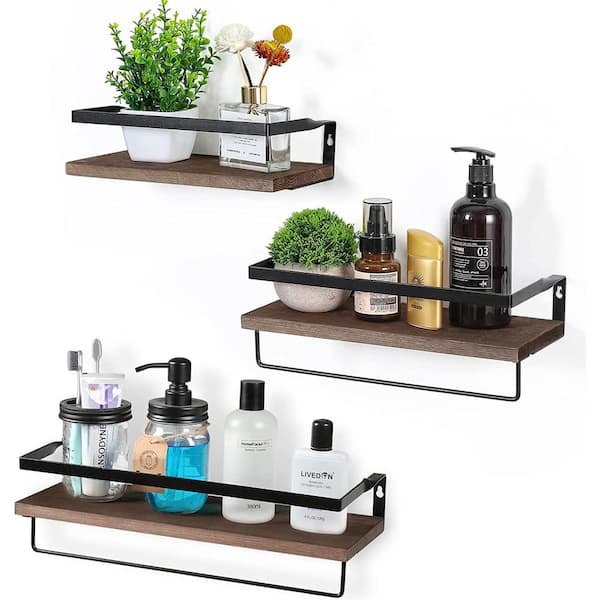 GAOLINE Floating Shelves Bathroom, 3+2 Wall Mounted Bathroom Shelves O