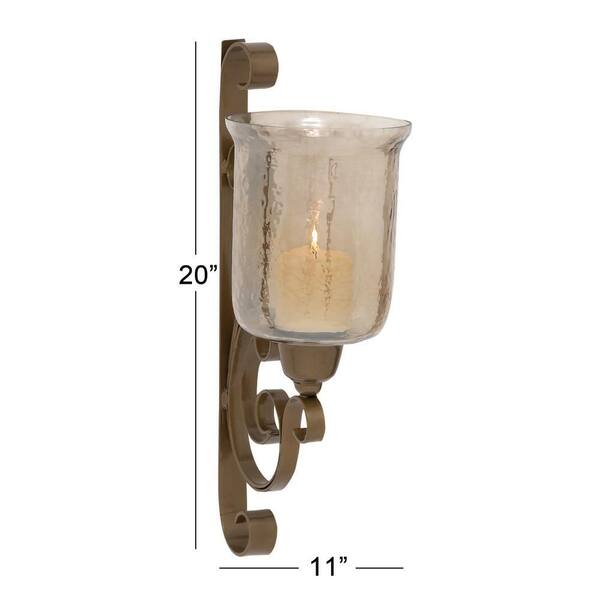 Metal and Glass Wall Candle Sconce