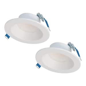 LCR4 4 in. Selectable CCT Canless Integrated LED White Recessed Light Round Surface Mount Trim Retrofit Module (2-Pack)