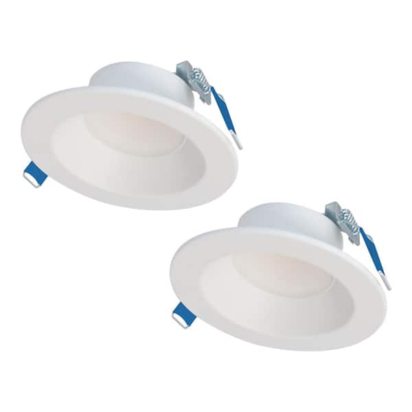 HALO LCR4 4 in. Selectable CCT Canless Integrated LED White Recessed Light Round Surface Mount Trim Retrofit Module (2-Pack)