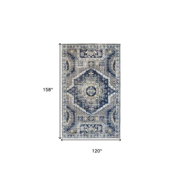 2 ft. x 8 ft. Blue, Ivory Abstract Area Rug
