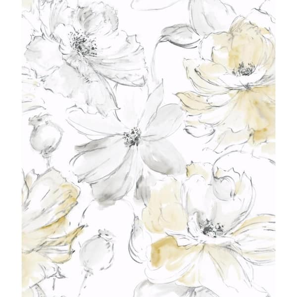 York Wallcoverings Floral Dreams Yellow Paper Strippable Roll (Covers 56 sq. ft.)