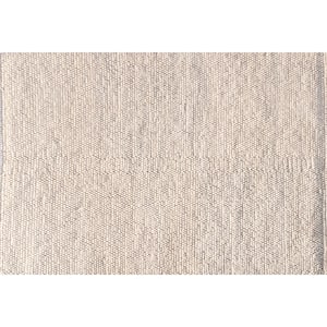 Cordelia Ivory 5 ft. x 8 ft. Solid Transitional Hand Knotted Wool Area Rug