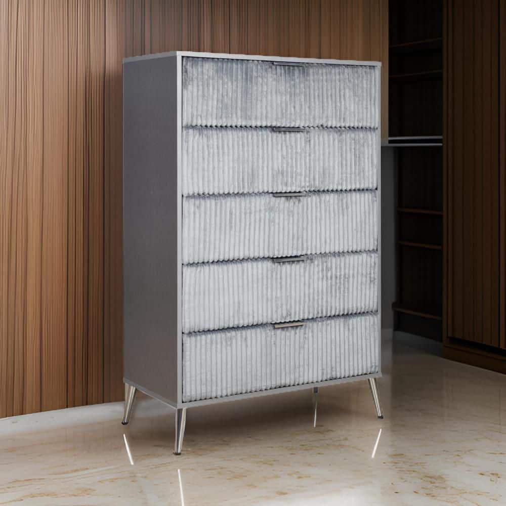 Gray and Nickel 6-Drawer 31.5 in. Wide Chest of Drawers Dresser Without Mirror price history on PriceWatchPro