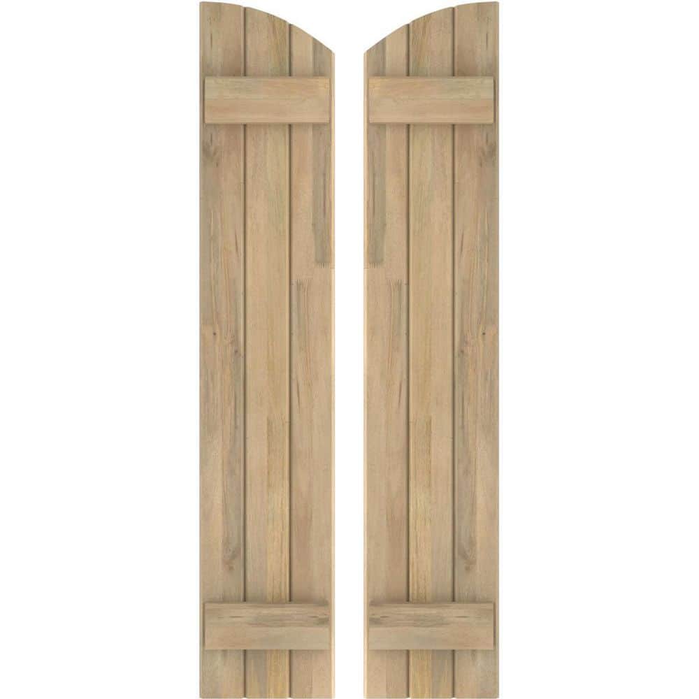 10-1/2 in. W x 73 in. H Americraft Exterior Real Wood Joined Board and Batten Shutters with Elliptical Top Unfinished price history on PriceWatchPro