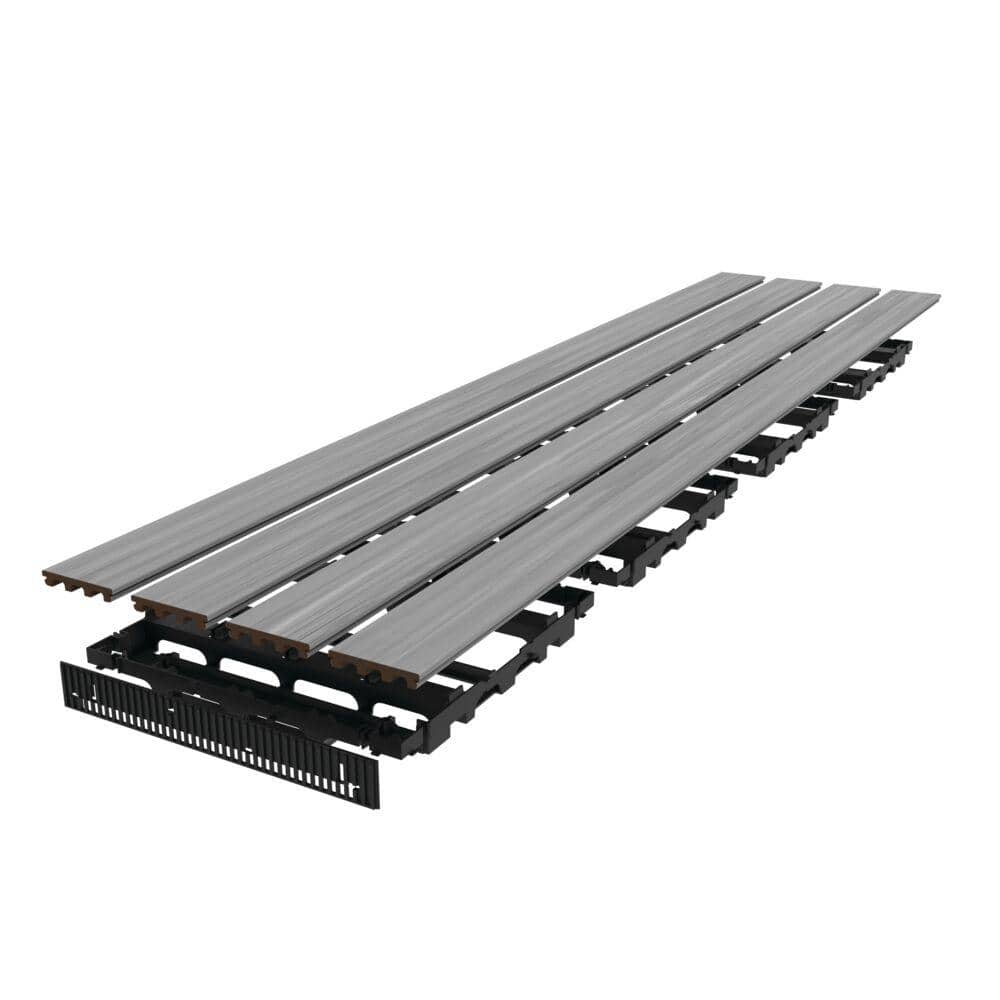 Gray Composite Water-Resistant Outdoor Interlocking Deck Kit