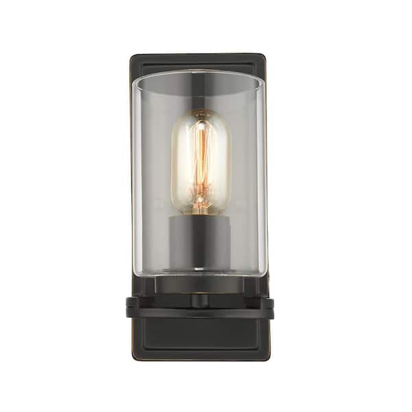 Golden Lighting Monroe 1-Light Black with Clear Glass Wall Sconce